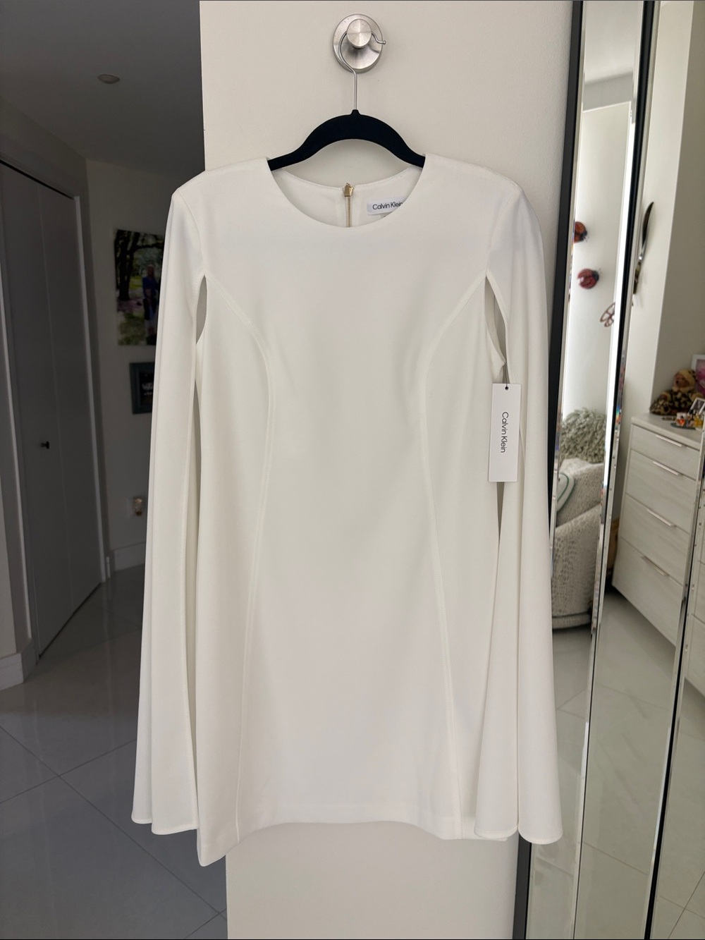 Calvin Klein Cream Cape Shift Dress